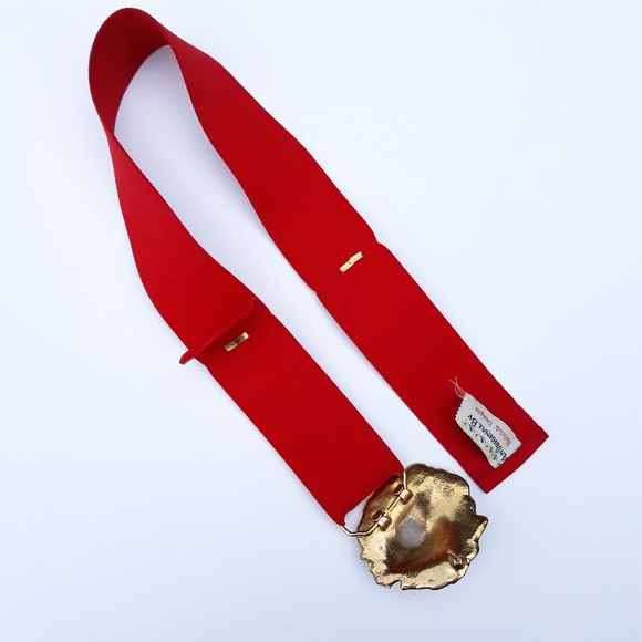 Vintage Red Belt with Golden Lion Heads